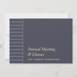 Modern Minimalist Blue and Gold Business Dinner Invitation