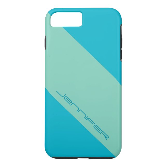 Modern Minimalist Blue and Green, Name Case-Mate iPhone Case (Back)