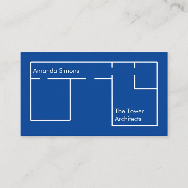 Modern Minimalist Blue Architect Business Card (Front)