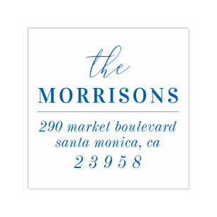 Modern Minimalist Blue Family Name Return Address Self-inking Stamp