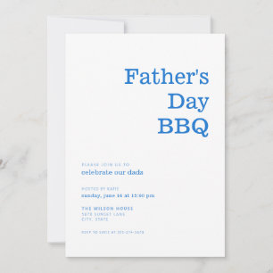 Modern Minimalist Blue Father's Day BBQ Invitation