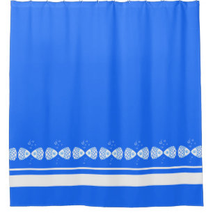 Modern Minimalist Blue Fish Shower Curtain