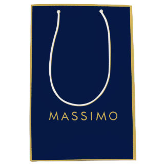 Modern Minimalist Blue Gold Professional Trendy Medium Gift Bag