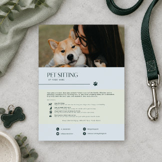 Modern Minimalist Blue Grey Dog Sitting Flyer