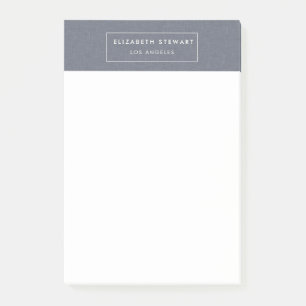 Modern Minimalist Blue Linen and Ivory 4" x 6" Post-it Notes