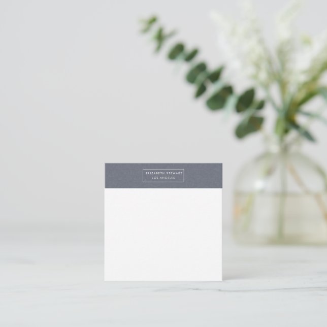 Modern Minimalist Blue Linen and Ivory Card (Standing Front)