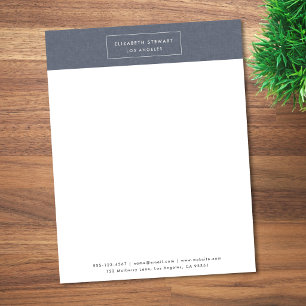 Modern Minimalist Blue Linen and Ivory Custom Letterhead