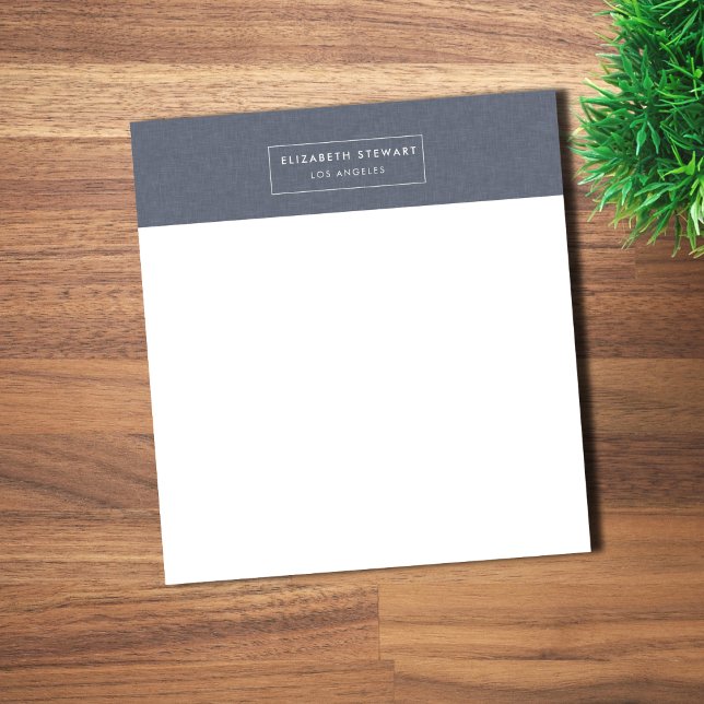 Modern Minimalist Blue Linen and Ivory Notepad (Creator Uploaded)