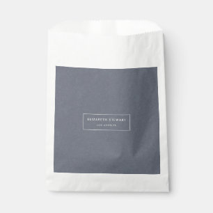 Modern Minimalist Blue Linen Favour Bags