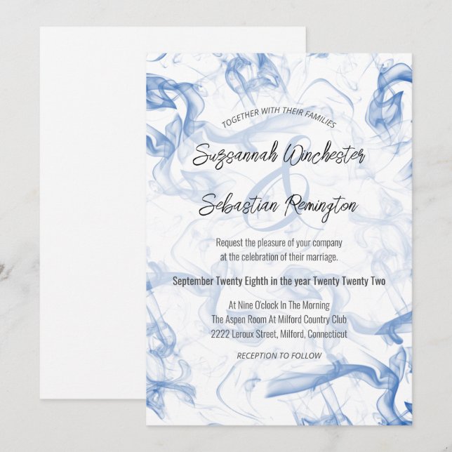 Modern Minimalist Blue Mist Wedding Template (Front/Back)