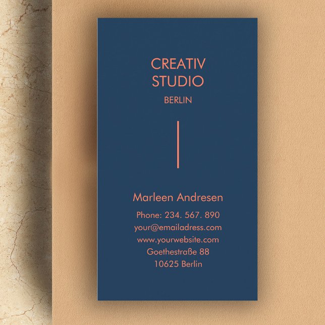 Modern Minimalist Blue Orange Business Card (Creator Uploaded)
