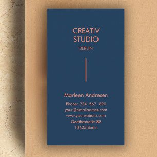 Modern Minimalist Blue Orange Business Card