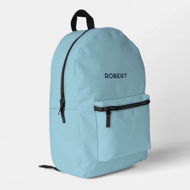 Modern Minimalist Blue Personalised School Printed Backpack (Back Corner Left)