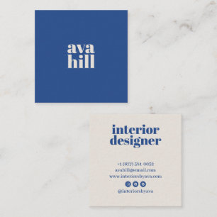 Modern Minimalist Blue Professional Logo Stylish Square Business Card