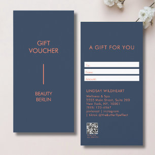 Modern Minimalist Blue QR Code Gift Certificate