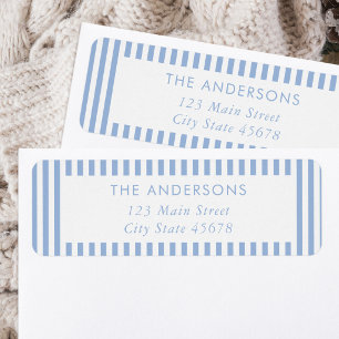 Modern Minimalist Blue Stripes Return Address