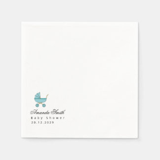 Modern & Minimalist Blue Stroller Baby Shower Napkin