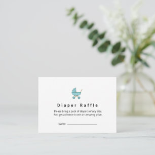 Modern & Minimalist Blue Stroller Diaper Raffle Enclosure Card