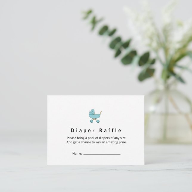 Modern & Minimalist Blue Stroller Diaper Raffle Enclosure Card (Standing Front)