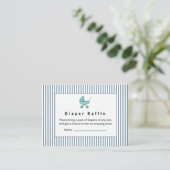 Modern & Minimalist Blue Stroller Diaper Raffle Enclosure Card (Standing Front)