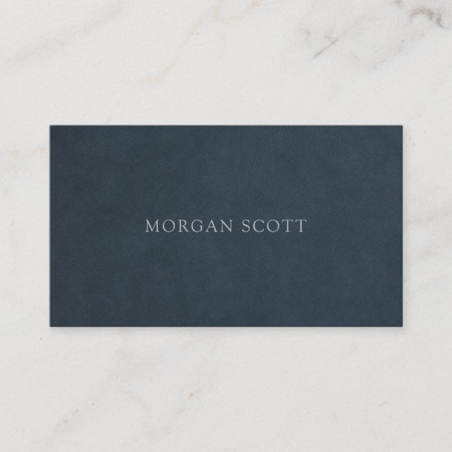 Modern Minimalist Blue Suede Texture Business Card (Front)