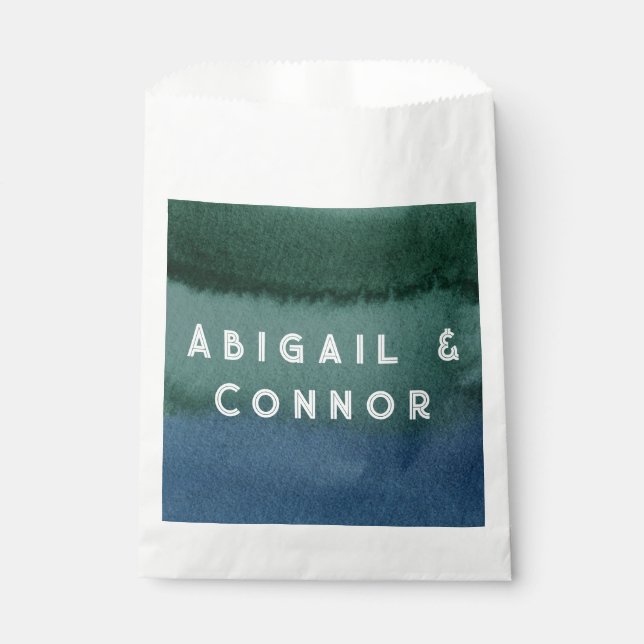 Modern Minimalist Blue Teal Favour Bags (Front)