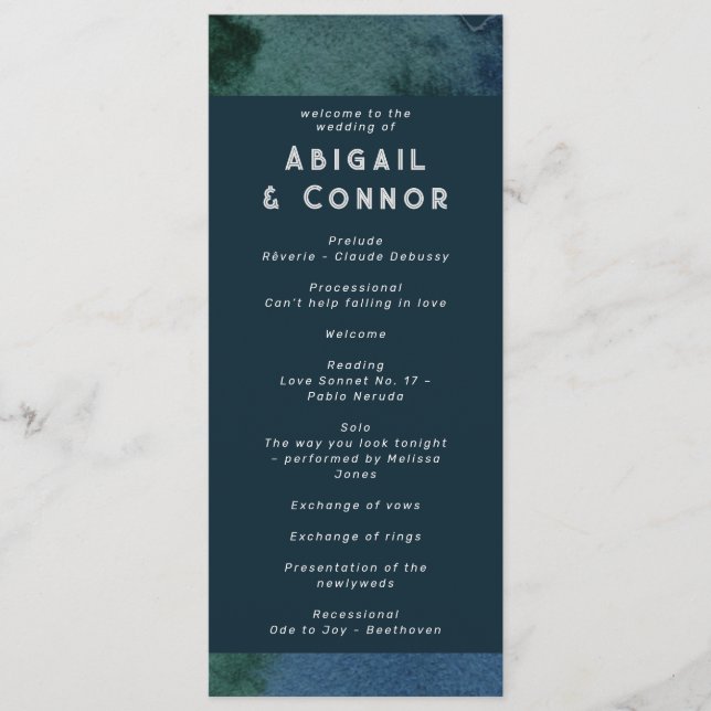 Modern Minimalist Blue Teal Programme (Front)