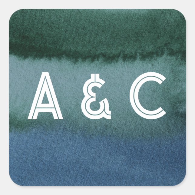 Modern Minimalist Blue Teal Square Sticker (Front)