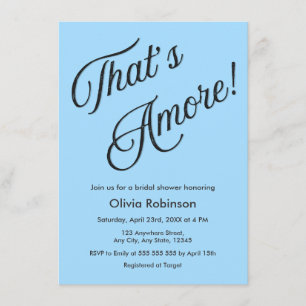 Modern Minimalist Blue That's Amore BridalShower Invitation