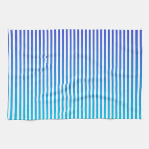 Modern Minimalist Blue Turquoise Ombre Stripes Tea Towel