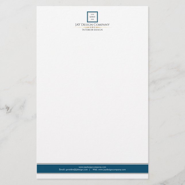 Modern Minimalist Blue White Logo Business Stationery (Front)