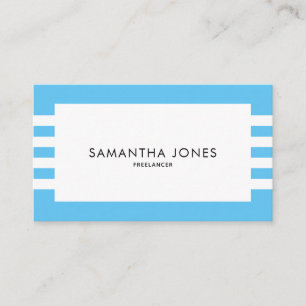 Modern Minimalist Blue White Stripes Freelancer Business Card