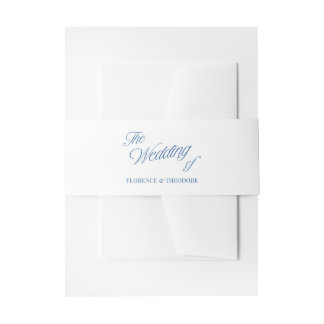 Modern Minimalist Blue & White Wedding Invitation Belly Band