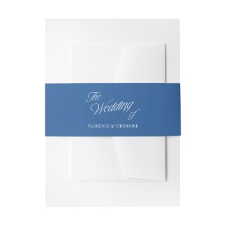 Modern Minimalist Blue & White Wedding Invitation Belly Band