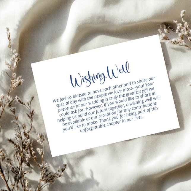 Modern Minimalist Blue White Wishing Well Enclosure Card (Creator Uploaded)