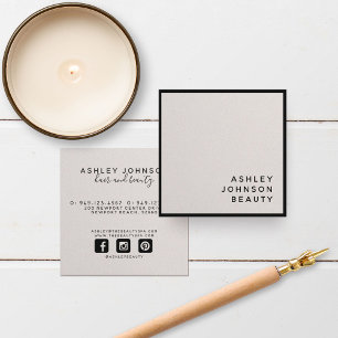 Modern Minimalist Blush and Black Square Business Card
