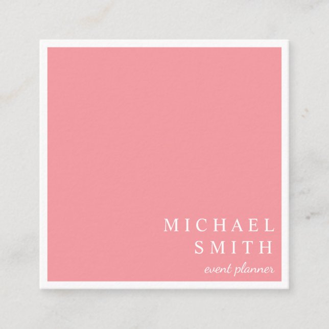 Modern Minimalist Blush Event Planner Square Business Card (Front)