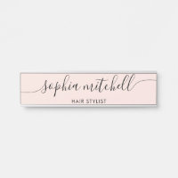 Modern Minimalist Blush Pink Door Sign