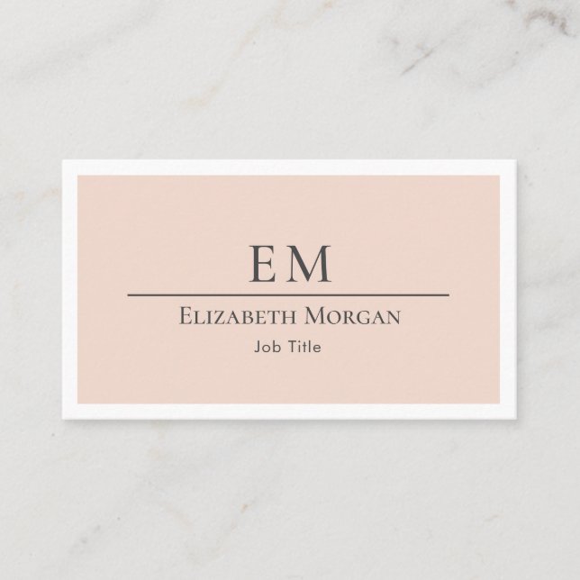 Modern Minimalist Blush Pink Grey Simple Business Card (Front)