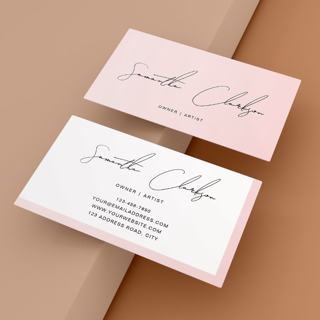 Modern Minimalist Blush Pink Handwritten Script Business Card (Creator Uploaded)