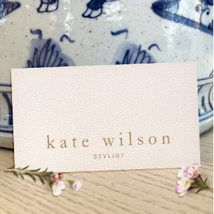 Modern Minimalist Blush Pink Leather Professional Business Card