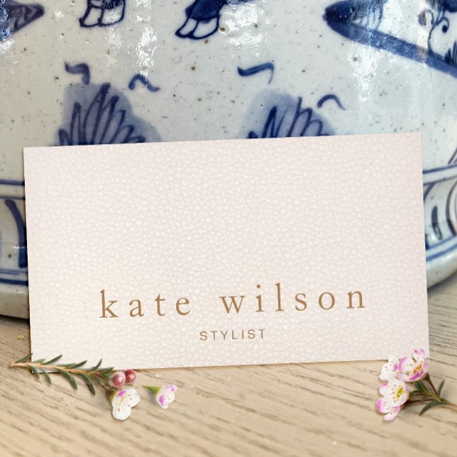 Modern Minimalist Blush Pink Leather Professional Business Card (Creator Uploaded)