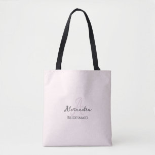 Modern Minimalist Blush Pink Monogram Bridesmaid Tote Bag