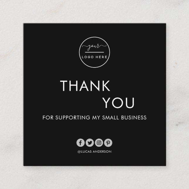 Modern minimalist blush pink order thank you squar square business card (Front)