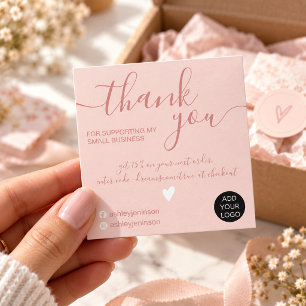Modern Minimalist Blush Pink order thank you Square Business Card