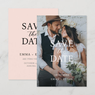 Modern Minimalist Blush Pink Save The Date