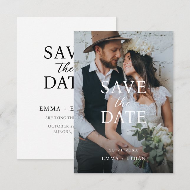 Modern Minimalist Blush Pink Save The Date (Front/Back)