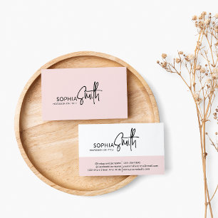 Modern Minimalist Blush Pink Stylish Script Business Card