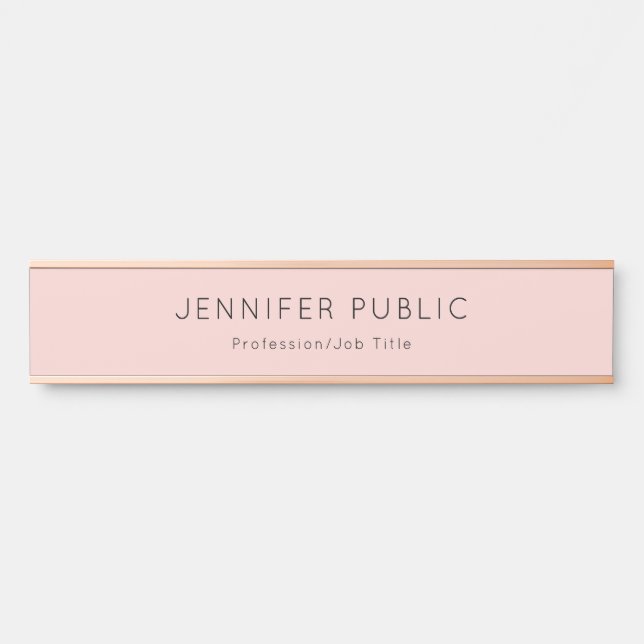 Modern Minimalist Blush Pink Template Elegant Door Sign (Front)