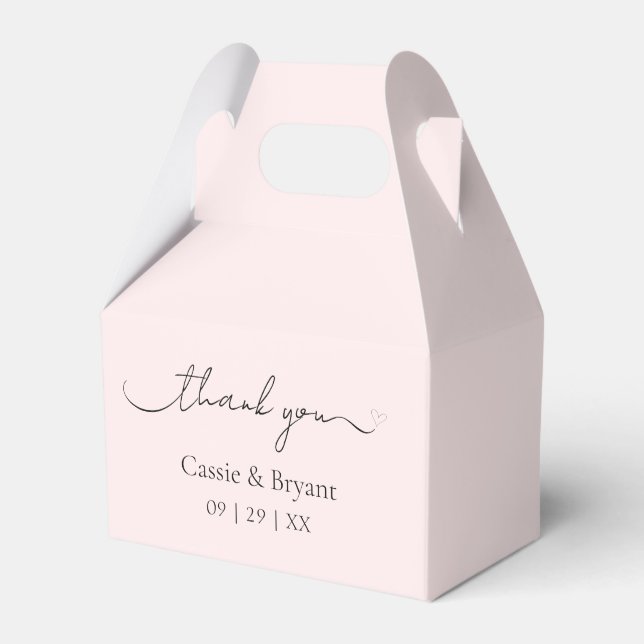 Modern Minimalist Blush Pink Thank You Favour Box (Front Side)